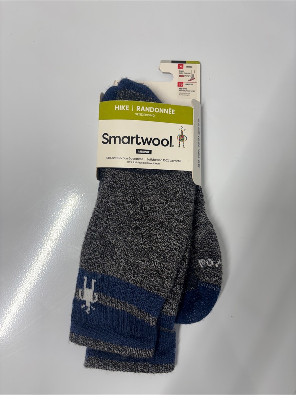 Smartwool Men’s Hike Merino Crew Socks charcoal light cushion size XL NWt